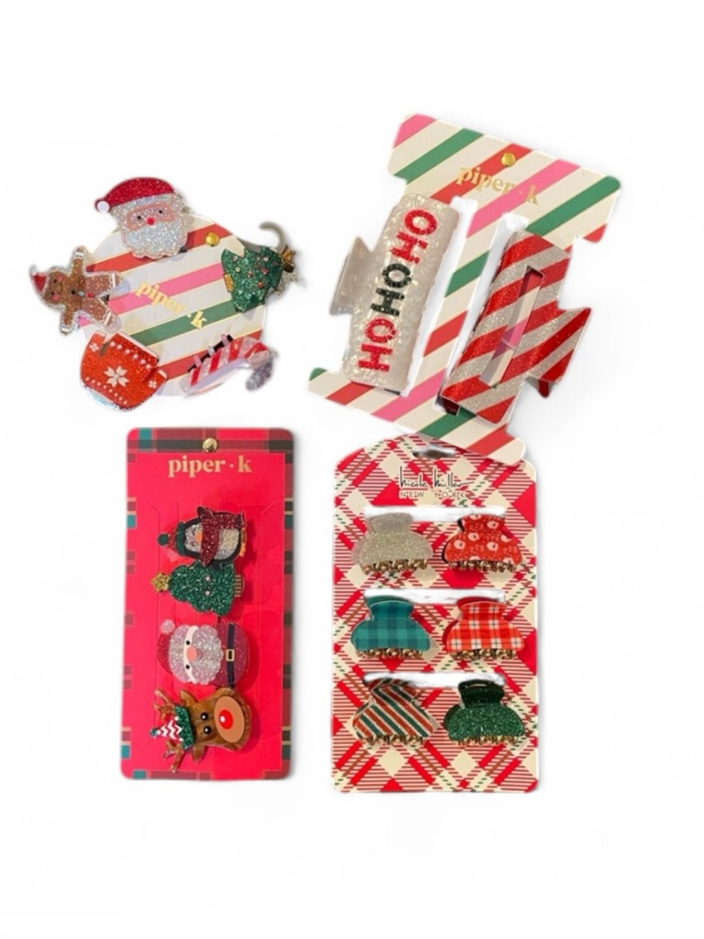 NWT Marshalls Piper K Holiday Hair Clips Set 17 Red Green Hair Accessories